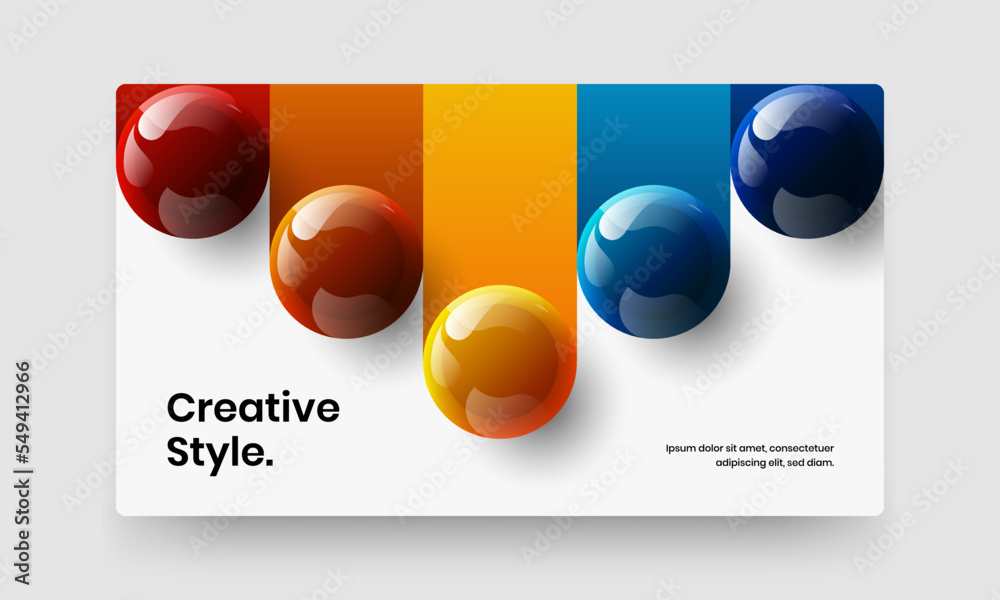 Modern 3D balls cover concept. Multicolored brochure design vector layout.