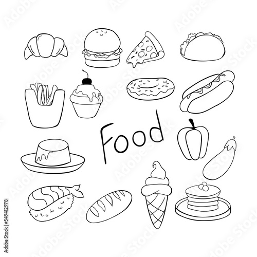 food icon handrawn set