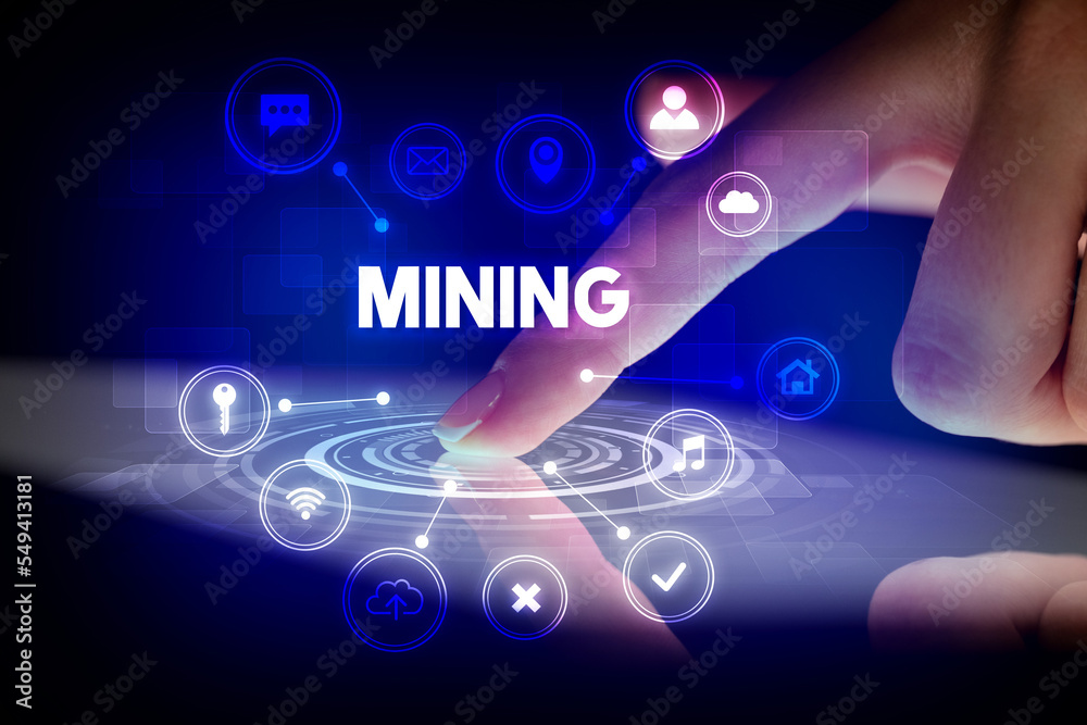 Finger touching tablet with web technology icons concept