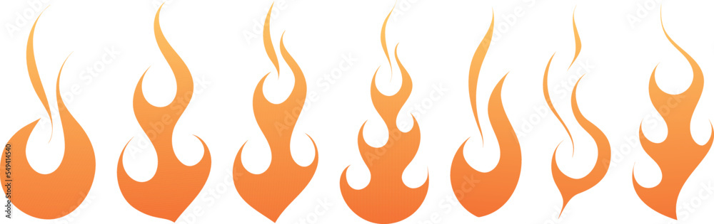 Set of hand drawn flames. Vector eps 10 Set of hand drawn flames. Vector eps 10