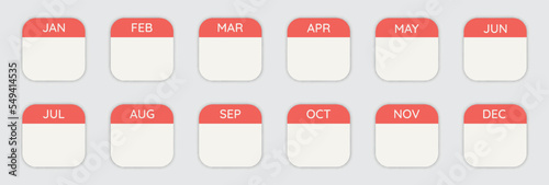 12-Month Calendar stylized. Icons from popular OS. Vector Icon Set