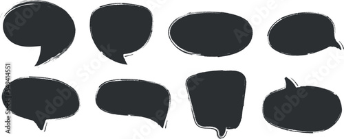 Set of hand-drawn speech bubbles. Grunge styled