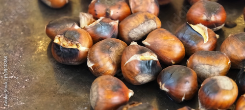 Oven roasted chestnuts on a grill