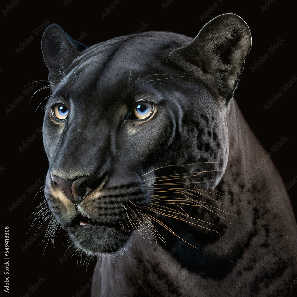 Panther Face Close Up Portrait - AI illustration 02