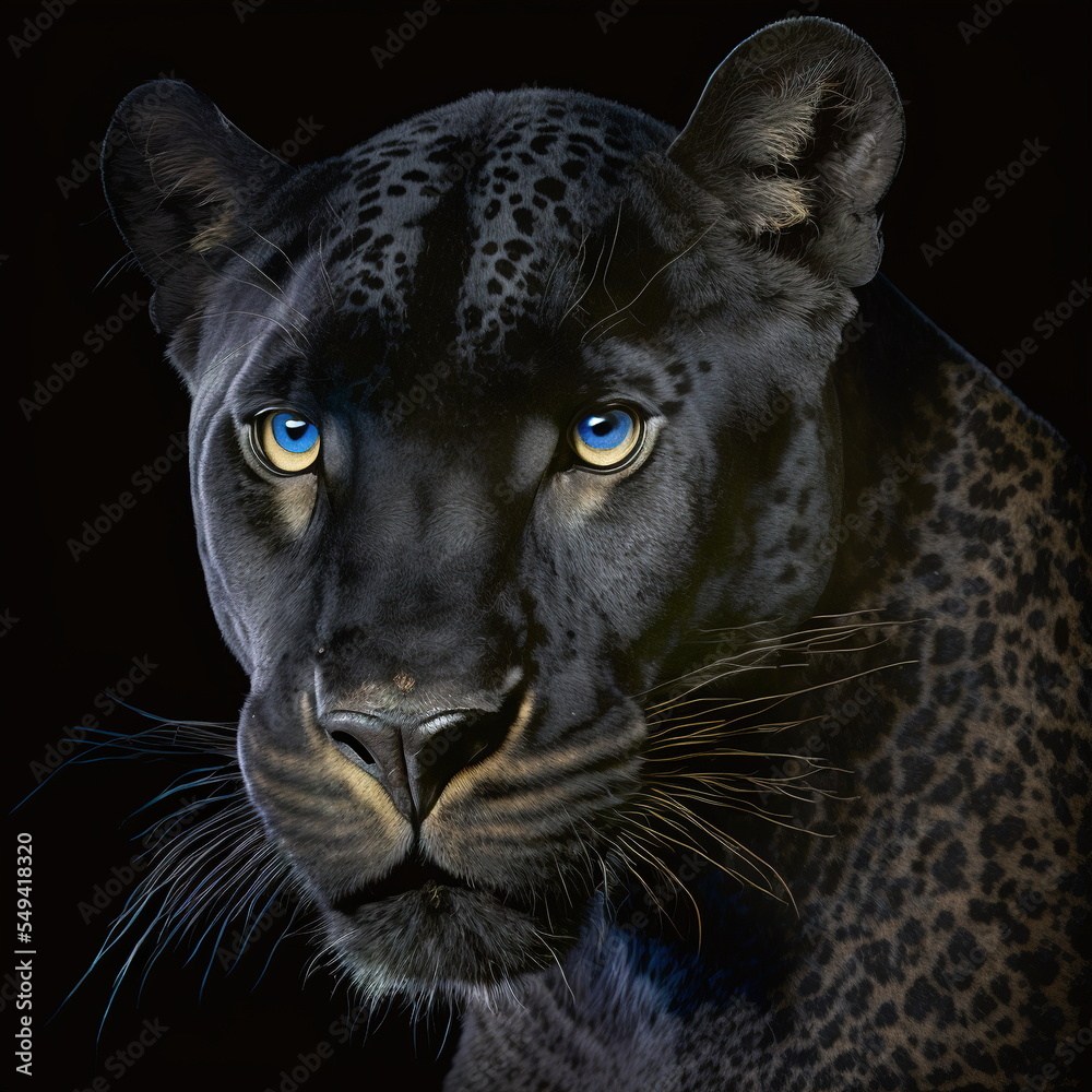 Panther Face Close Up Portrait - AI illustration 03