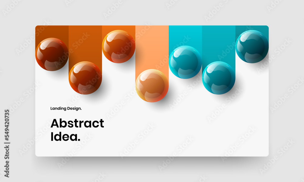Isolated realistic spheres handbill concept. Fresh corporate cover vector design layout.