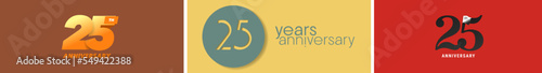25 years anniversary set of vector graphic icons, logos.