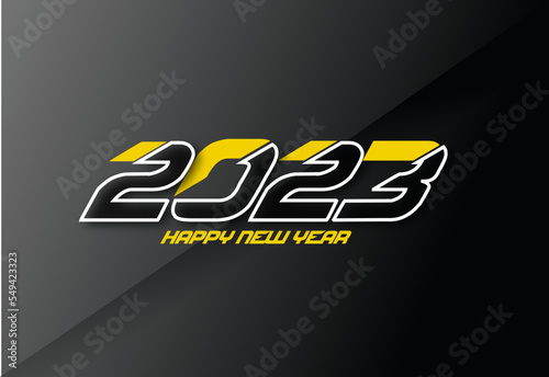 Happy New Year 2023 Greeting banner logo design illustration, Creative and Colorful 2023 new year vector Abstract design typography logo 2023 for vector celebration and season decoration, backgrounds,