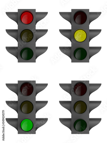 traffic light on white back...