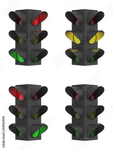 traffic light on white back...