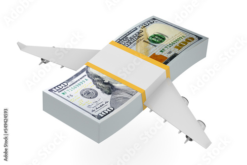 money with wings on white background. Isolated 3D illustration