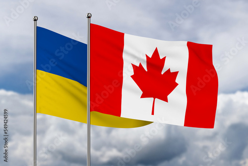 ukrainian and canada flag o...