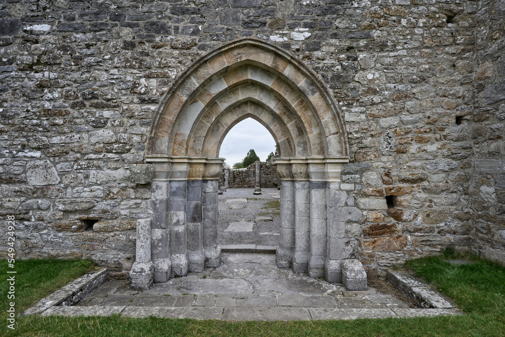 Clonmacnoise Abbey, cathedal and celtic and christian cemetery at Shannon River, County Offaly in Middle ofRepublik of Ireland