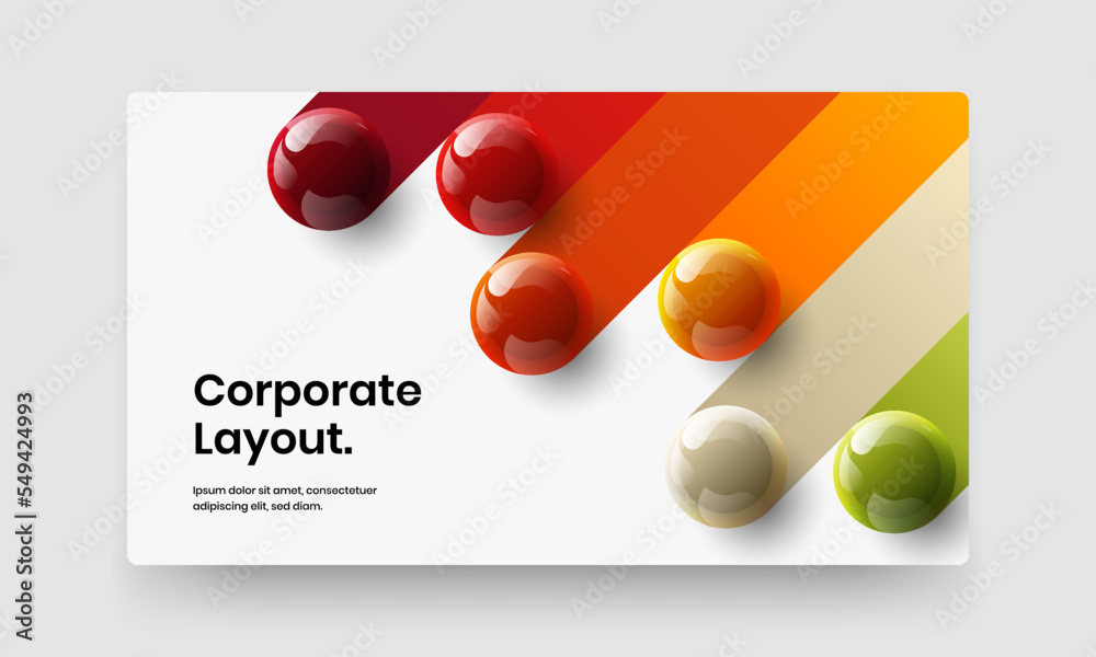 Colorful realistic balls site concept. Abstract book cover design vector template.