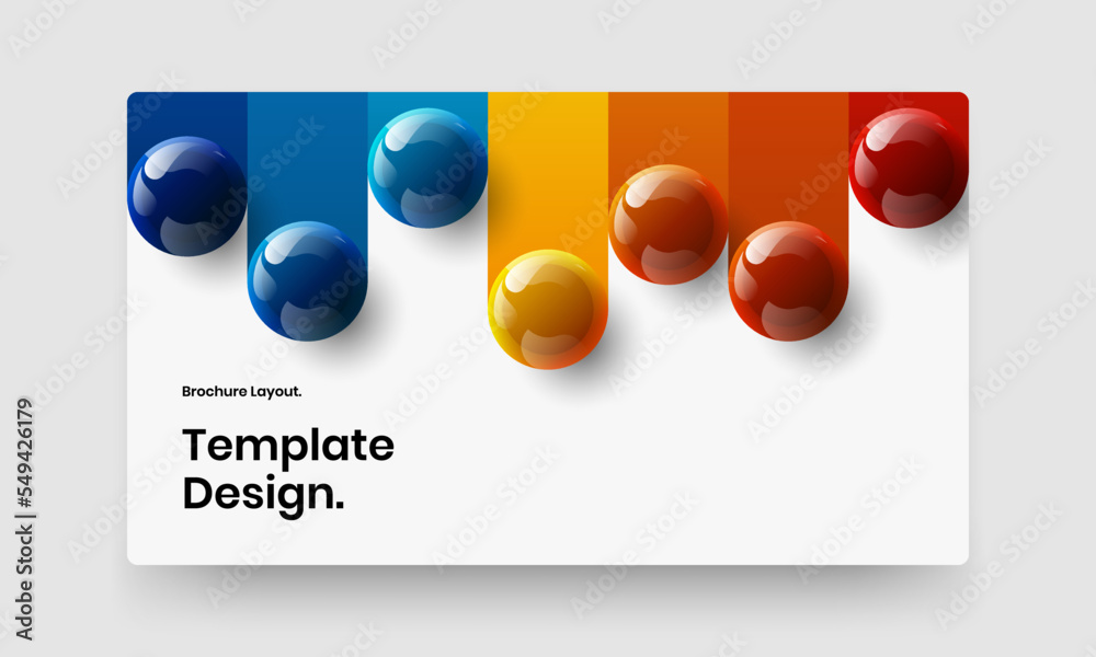 Original flyer vector design template. Minimalistic realistic spheres poster layout.