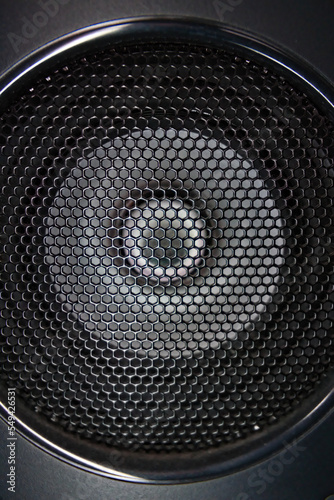 close up shot of metal speaker grill