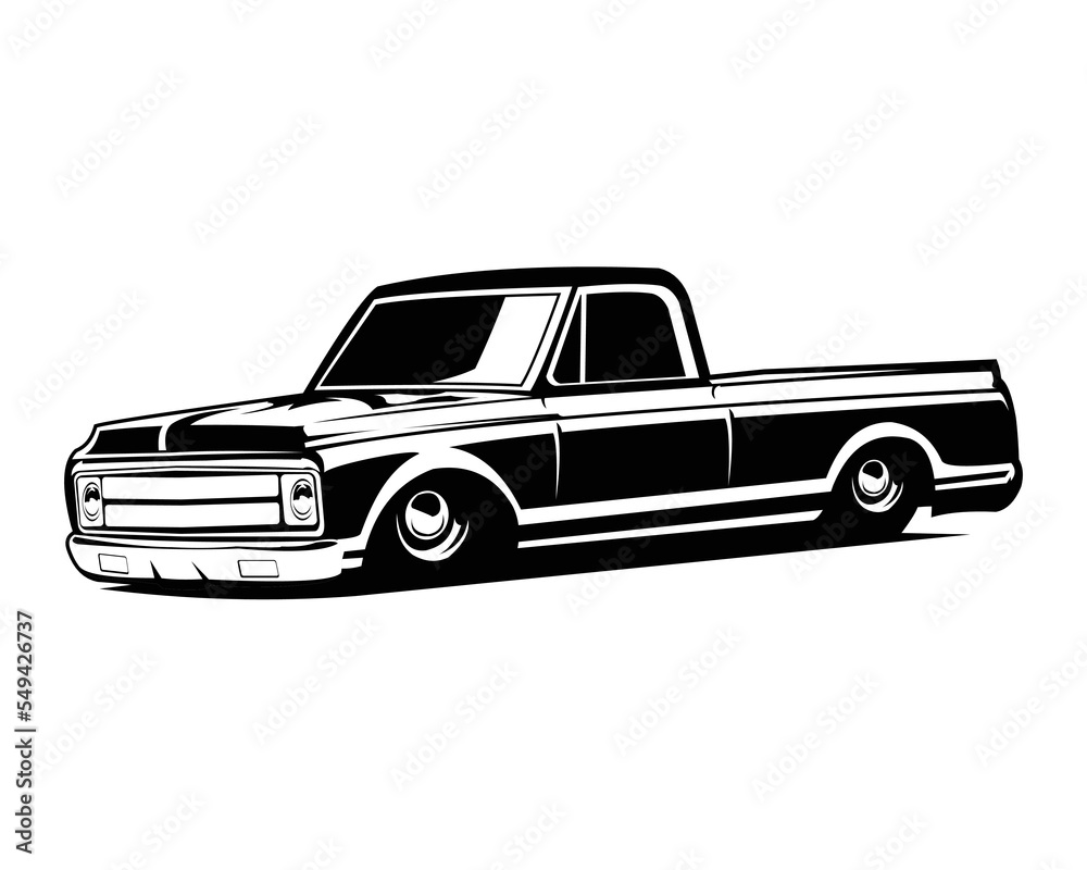 the best silhouette c10 truck logo for car industry. view from side isolated white background. vector illustration available in eps 10.