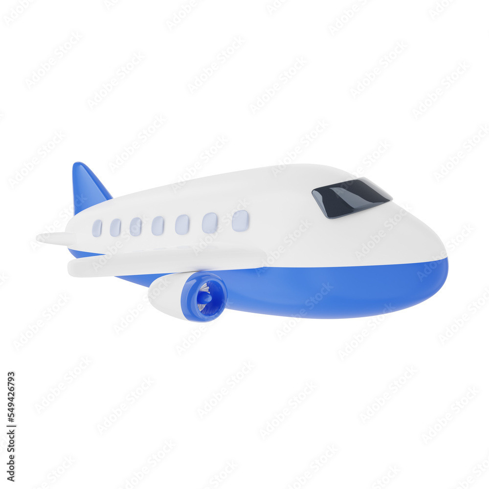 3d illustration of airplane flying isolated. 3d illustration PNG file