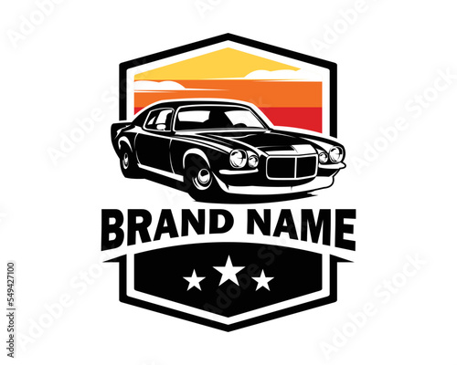 1970 chevy camaro car logo isolated on white background side view. best for the car industry. vector illustration available in eps 10.
