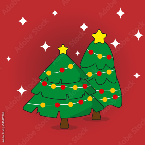 red merry christmass simple fir tree background