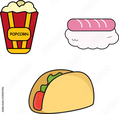 cute street food set illustration