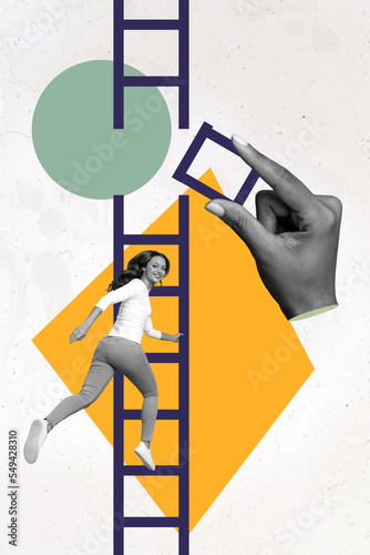 Canvastavla 3d retro abstract creative artwork template collage of ambition attractive woman