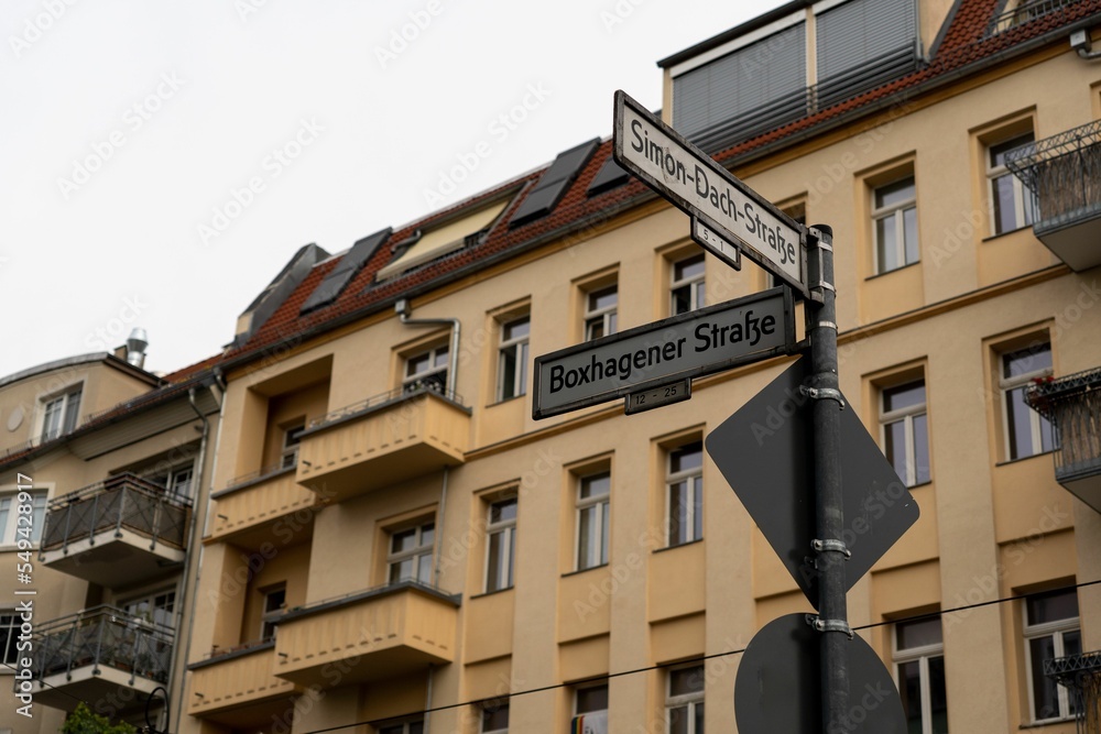 Fototapeta premium Low-angle shot of the street signs in Berlin, Germany