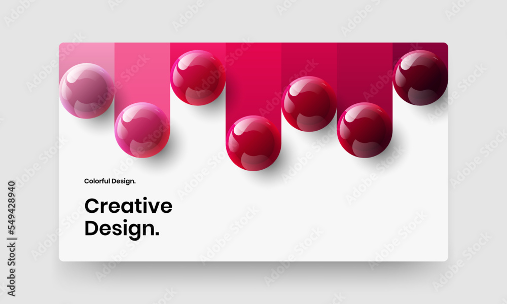 Clean 3D balls banner layout. Original corporate brochure design vector template.