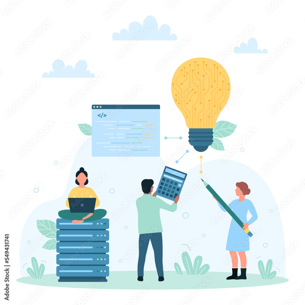 Creation of digital projects, design technology and process vector ...