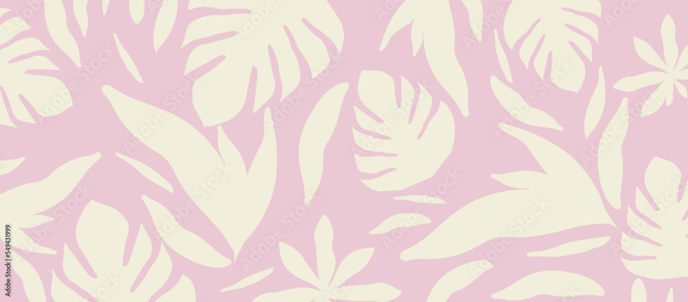 Monochromatic nature inspired shapes-doodle collection. Cute botanical shapes, random childish doodle cutouts of tropical leaves, flowers and branches, decorative abstract art vector illustration	