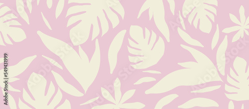 Monochromatic nature inspired shapes-doodle collection. Cute botanical shapes, random childish doodle cutouts of tropical leaves, flowers and branches, decorative abstract art vector illustration 