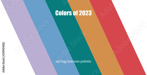 Trend color spring autumn palette 2023 in RGB. Color guide collection stripes. Bright color set for fashion, home interior, design.