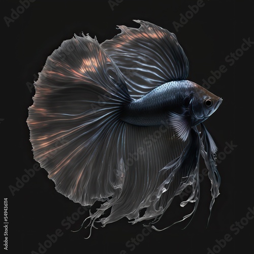 Betta Splendens (Siamese fighting fish), vantablack, inner glow