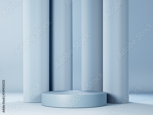 Podium abstract space for product presentation  blue background  3d render  3d illustration.