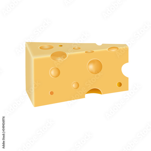 Vector image of the piece of  delicious cheese isolated on the white background.