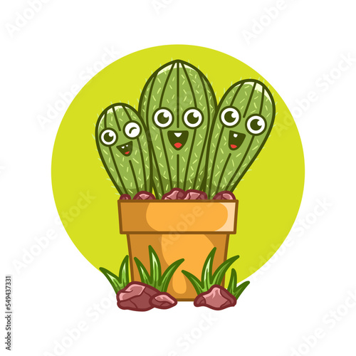 Happy cute Cactus on pot