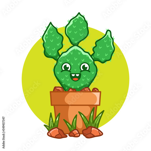 Happy cute Cactus on pot