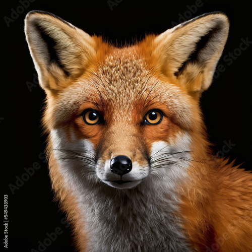 Red Fox Face Close Up Portrait - AI illustration 03