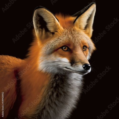 Red Fox Face Close Up Portrait - AI illustration 08 © Devilal