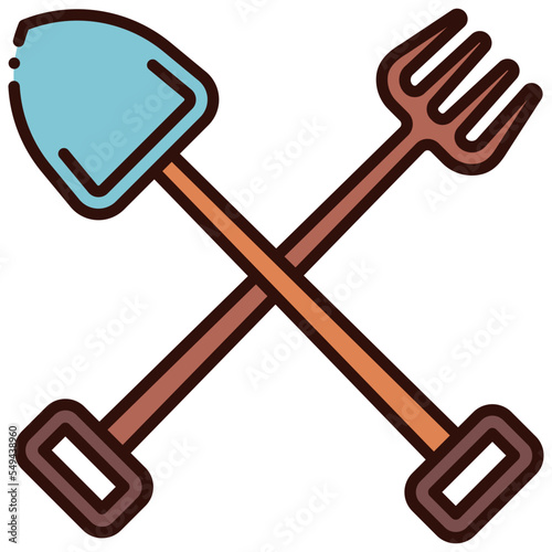 shovel and rake tool illustration