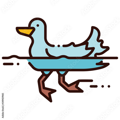 swimming duck in pond illustration
