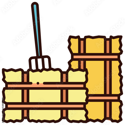 haystack with rake tool illustration