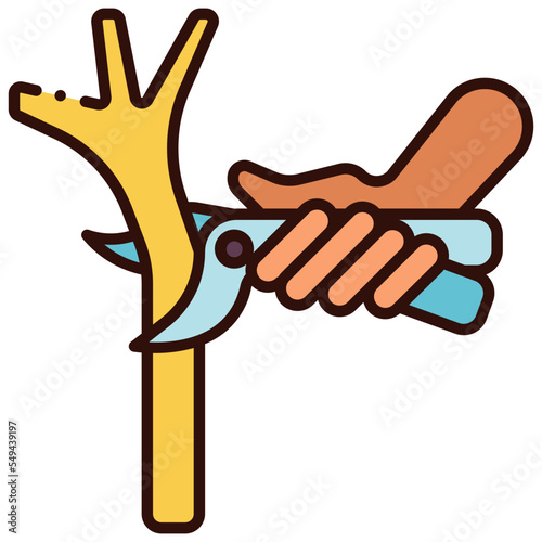 pruning branch using pruning shears illustration