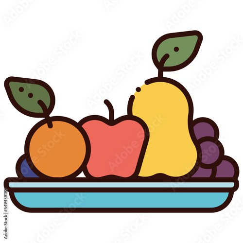 fruits on plate illustration