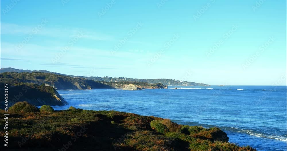Magnificent landscape of the coast of the Basque Country near Hendaye with its cliffs and its twin rocks Magnificent landscape of the coast of the Basque Country near Hendaye with its cliffs and its twin rocks