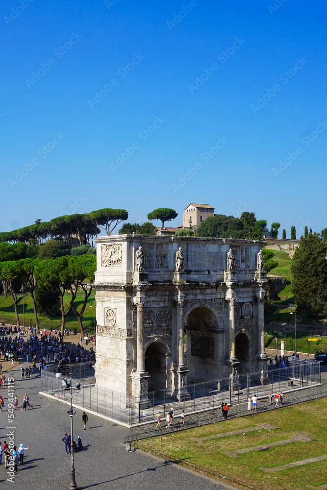 The Arch of Constantine in the Forum Romanum (triumphal arch of Emperor Constantine), Rome, Italy