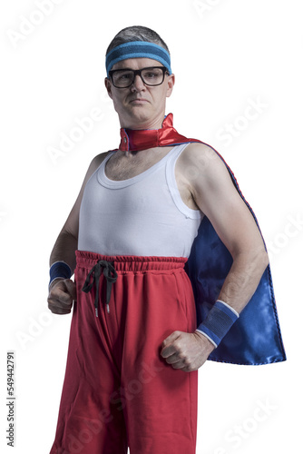 Canvas Print PNG file no background  Funny confident superhero with glasses portrait