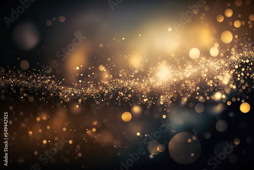  gold floating particle bokeh on dark background