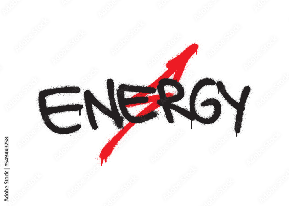 Spray graffiti word ENERGY. Red lightning symbol...The concept of strength, growth, speed and optimism. Spray graffiti word ENERGY. Red lightning symbol...The concept of strength, growth, speed and optimism.