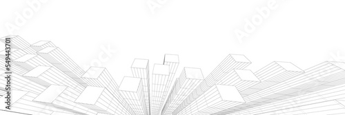 Architecture building 3d. Concept sketch.